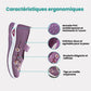 Slip-on orthopedic comfort shoes for women with a cushioned sole, in purple, black, green and gray