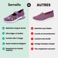 Slip-on orthopedic comfort shoes for women with a cushioned sole, in purple, black, green and gray