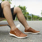 Caramel leather barefoot shoes with a wide toe box and a thin flexible sole