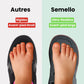 Blue barefoot shoes for kids with a thin flexible sole and a roomy toe box
