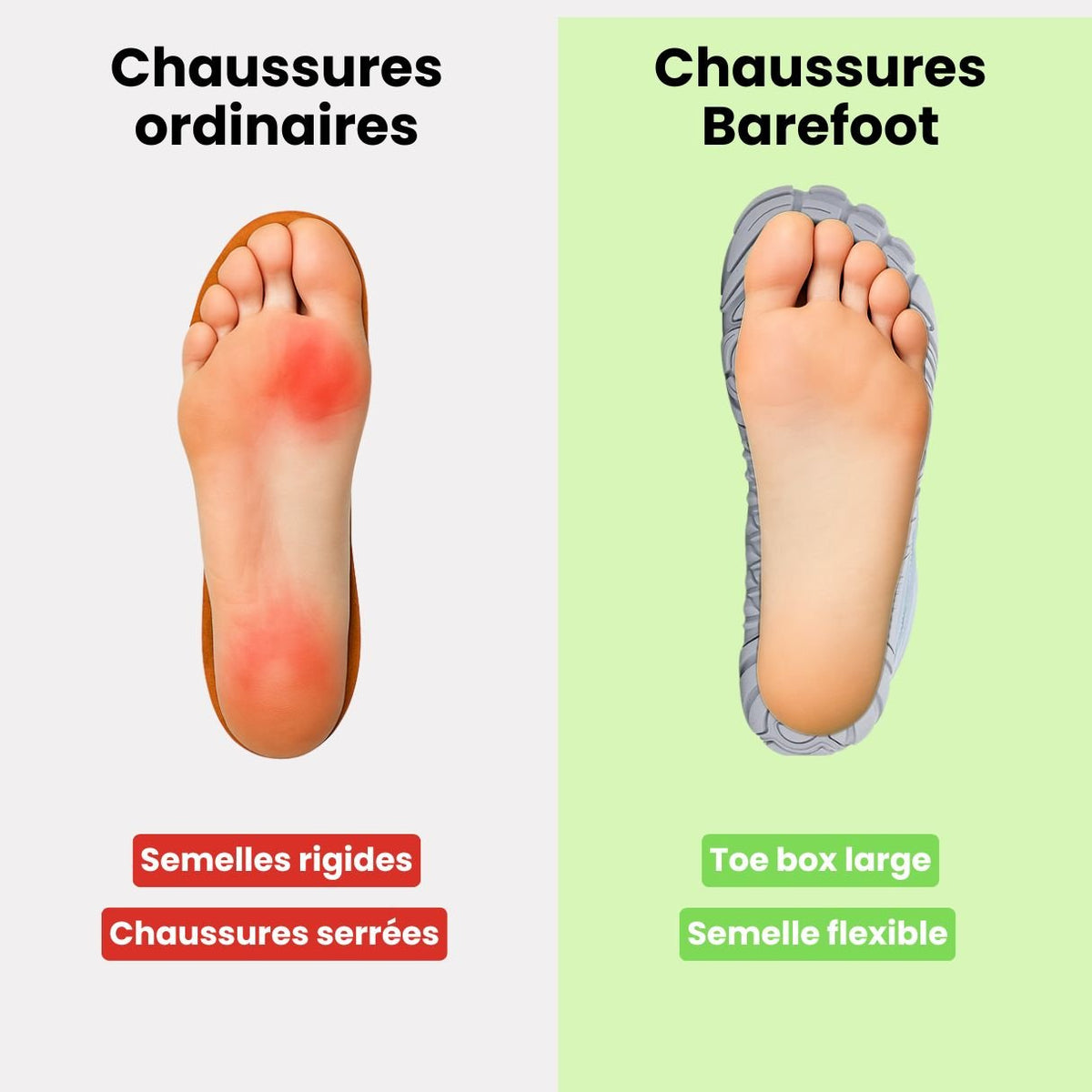 Green winter barefoot shoes with a lined upper and a flat wide toe box