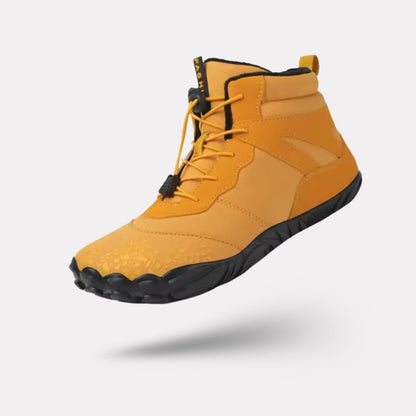 Waterproof winter barefoot shoes with a thin sole and warm lining, in brown, black, gray or blue