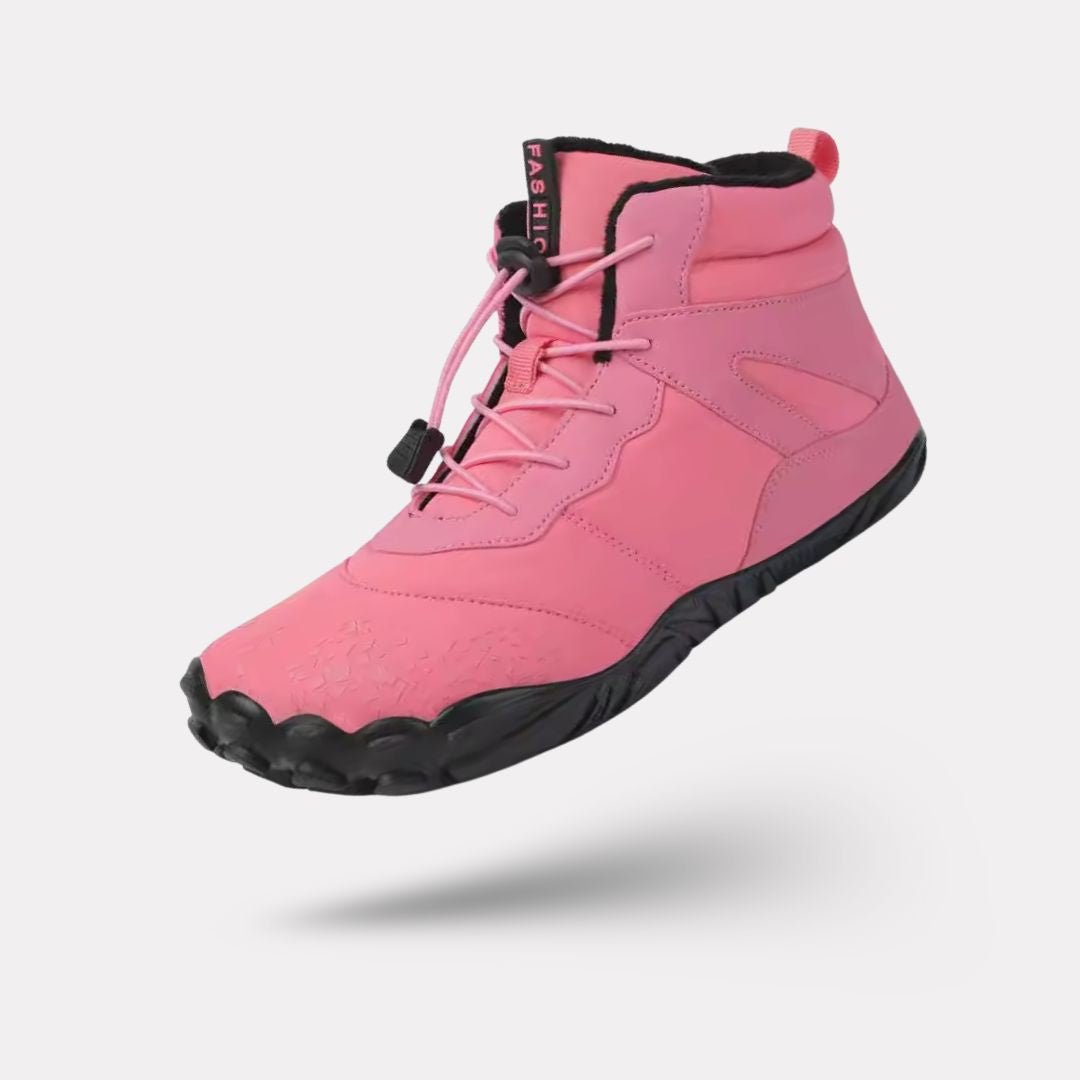 Waterproof winter barefoot shoes with a thin sole and warm lining, in brown, black, gray or blue