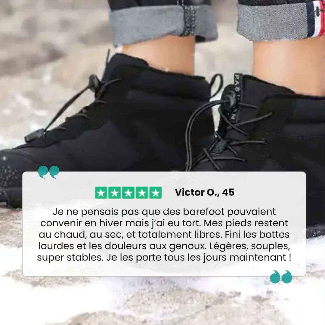 Waterproof winter barefoot shoes with a thin sole and warm lining, in brown, black, gray or blue