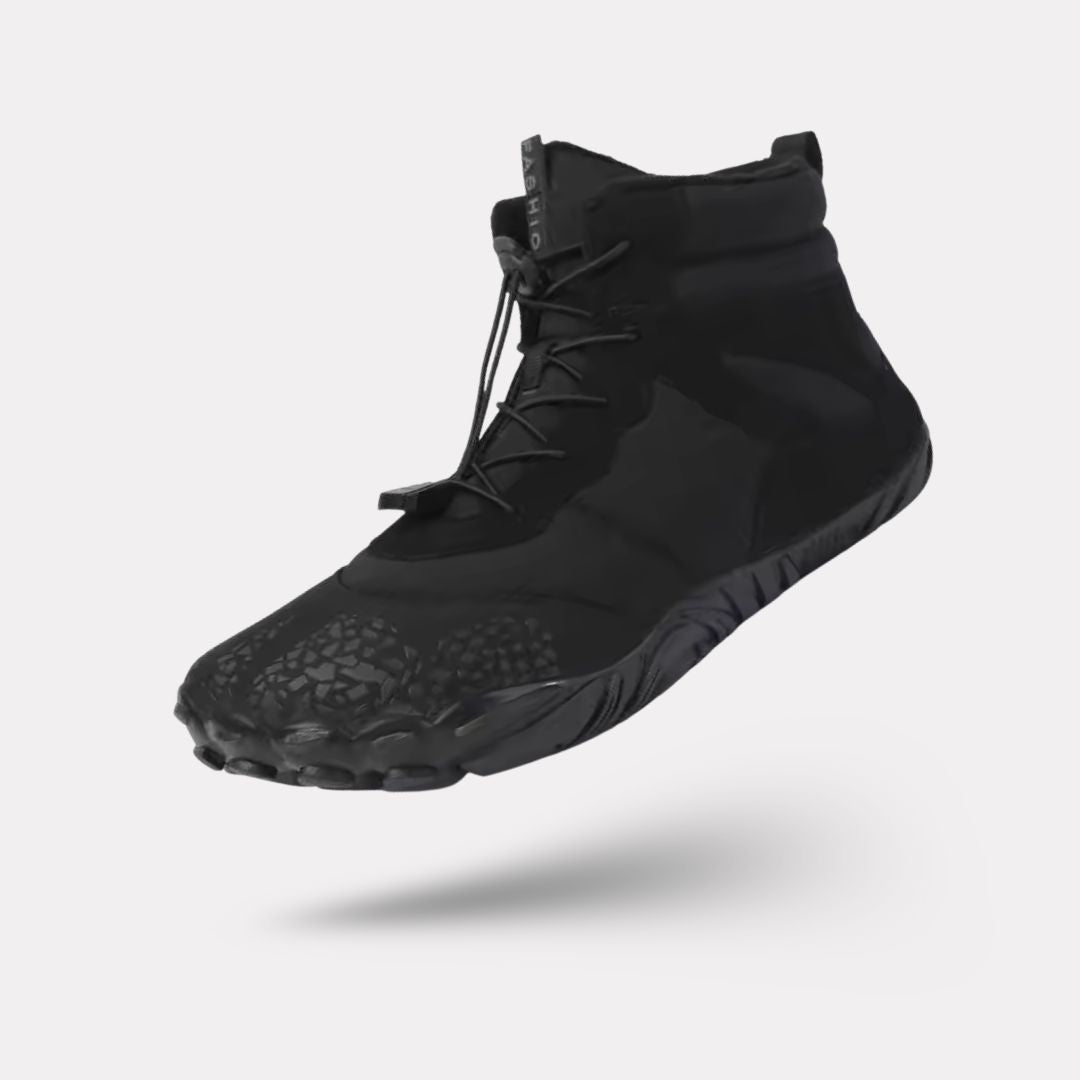 Waterproof winter barefoot shoes with a thin sole and warm lining, in brown, black, gray or blue
