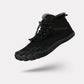 Fleece-lined waterproof winter barefoot shoes in brown, black and olive green