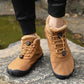 Fleece-lined waterproof winter barefoot shoes in brown, black and olive green