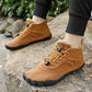 Fleece-lined waterproof winter barefoot shoes in brown, black and olive green