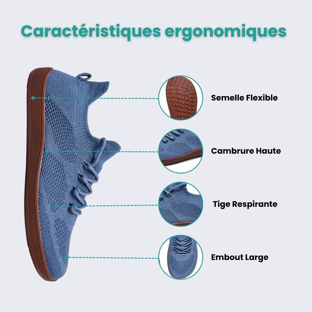 Breathable barefoot shoes with a wide toe box and a thin flexible sole