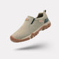 Men's orthopedic walking shoes with a cushioned sole, in black, gray, dark blue and sand