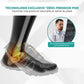 Blue orthopedic walking shoes with a knit upper and a shock absorbing sole