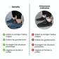 Orthopedic walking shoes with a padded collar, in dark blue, khaki, black, brown and green