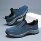 Orthopedic walking shoes with a padded collar, in dark blue, khaki, black, brown and green