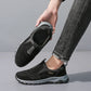 Orthopedic walking shoes with a padded collar, in dark blue, khaki, black, brown and green