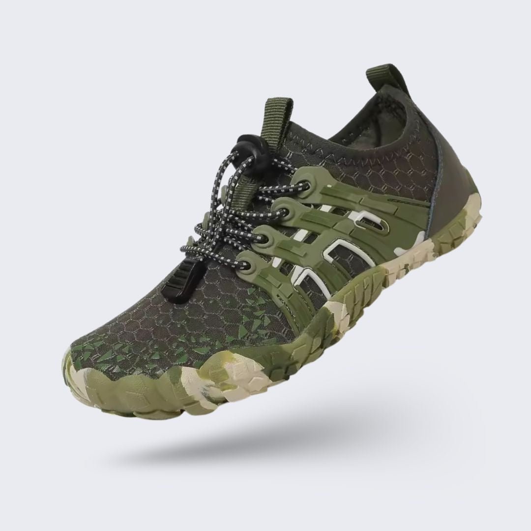 Lightweight beach shoes with a quick-dry mesh upper and flexible sole for wet sand