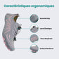 Quick-drying beach water shoes with a flexible grip sole, in gray, plum and platinum