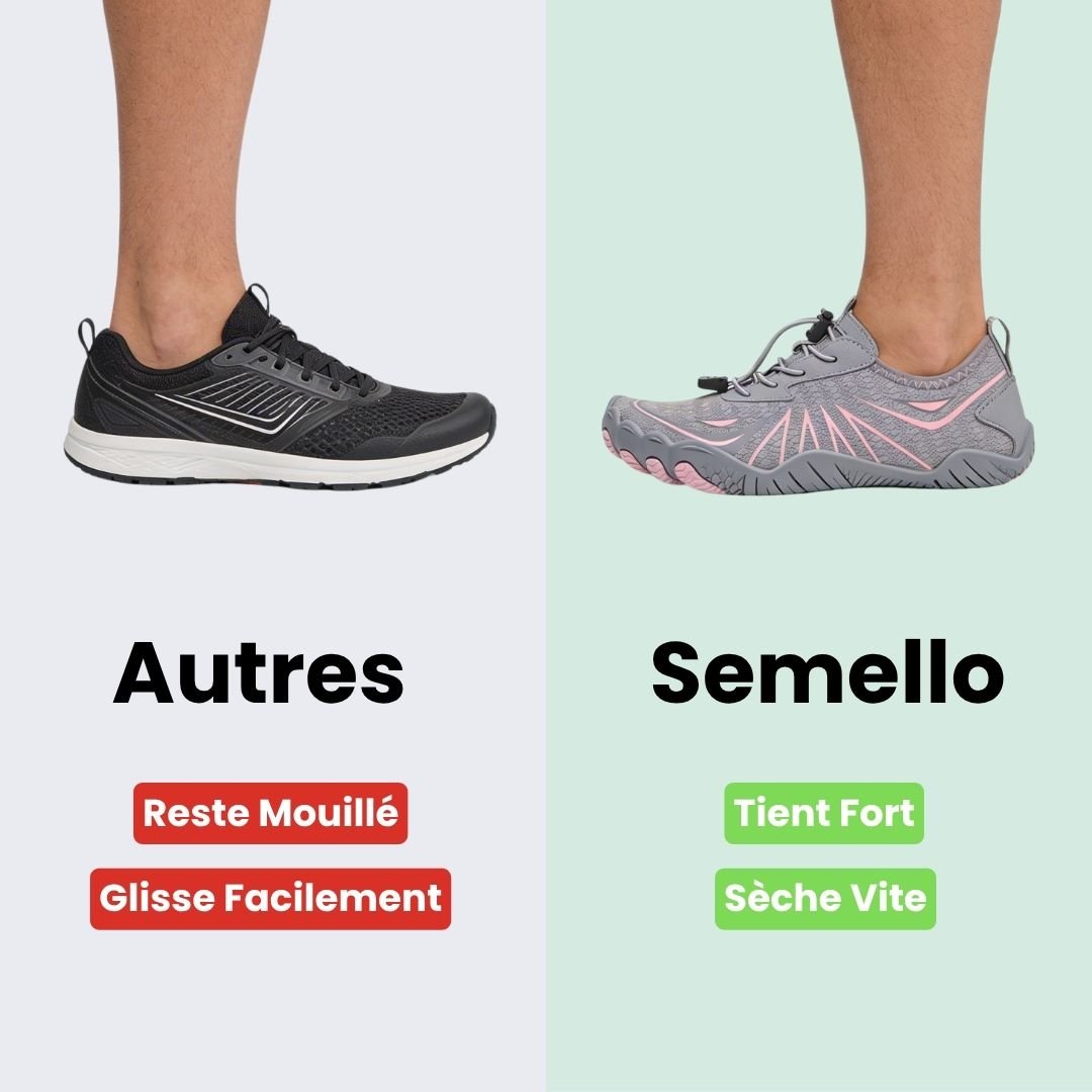 Quick-drying beach water shoes with a flexible grip sole, in gray, plum and platinum