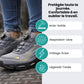 Lightweight women's safety shoes in gray and black with a reinforced protective toe cap