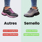 Lightweight women's safety shoes in gray and black with a reinforced protective toe cap