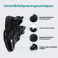 Black orthopedic safety shoes with a reinforced toe cap and cushioned sole
