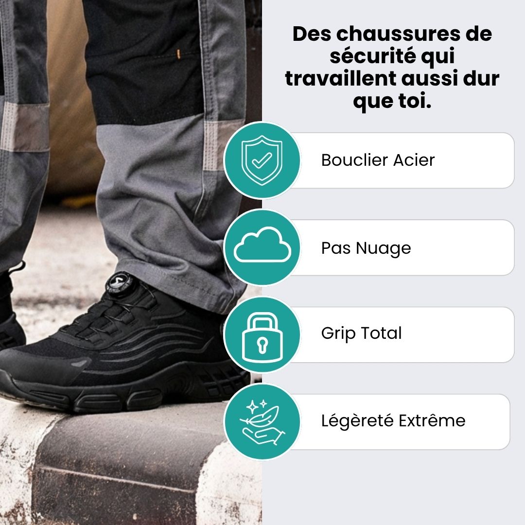Black orthopedic safety shoes with a reinforced toe cap and cushioned sole