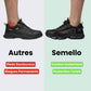 Black and gray orthopedic safety shoes with reinforced toe caps and cushioned midsoles