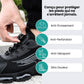 Black and gray orthopedic safety shoes with reinforced toe caps and cushioned midsoles