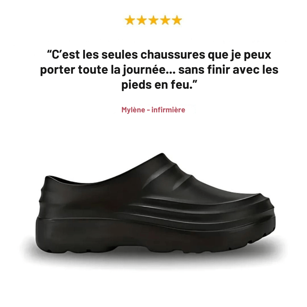 Non-slip work shoes with a cushioned insole, in black, beige and cream