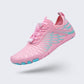 Quick-drying mesh water shoes with non-slip rubber soles, pulled on over bare feet