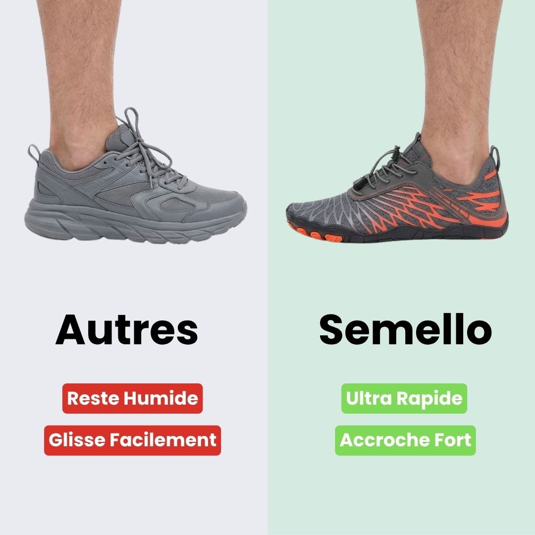 Quick-drying mesh water shoes with non-slip rubber soles, pulled on over bare feet