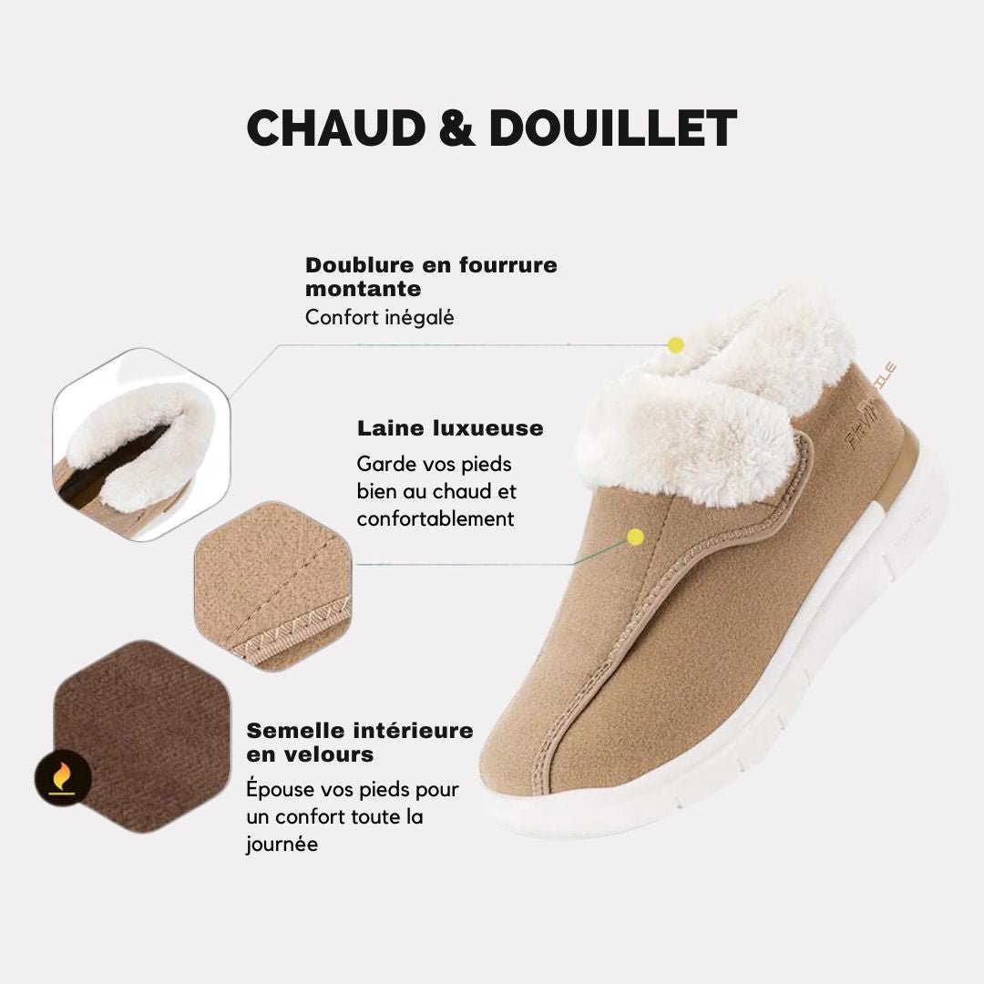 Winter comfort shoes with a stretchy wide forefoot that eases pressure on a bunion