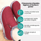 Red winter shoes for women with a warm lining and an easy slip-on fit