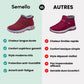 Red winter shoes for women with a warm lining and an easy slip-on fit