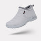 Red winter shoes for women with a warm lining and an easy slip-on fit