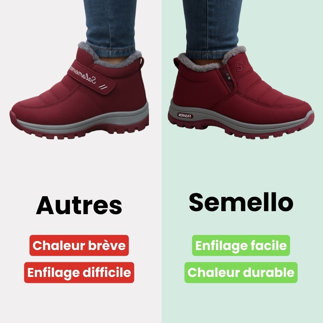 Red winter shoes for women with a warm lining and an easy slip-on fit