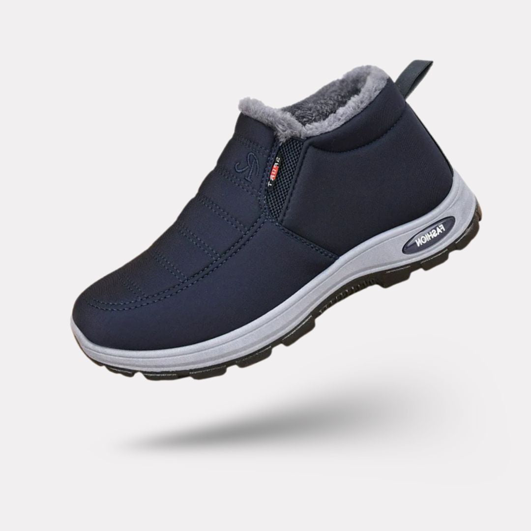 Red winter shoes for women with a warm lining and an easy slip-on fit