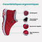 Red winter shoes for women with a warm lining and an easy slip-on fit