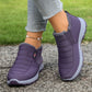 Red winter shoes for women with a warm lining and an easy slip-on fit