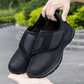 Stretchy wide-fit orthopedic shoes for swollen feet, in gray, black and black and white