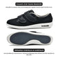 Orthopedic shoes with a wide hook-and-loop strap across the instep for easy slip-on