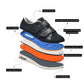 Orthopedic shoes with a wide hook-and-loop strap across the instep for easy slip-on