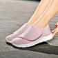 Lightweight orthopedic shoes with adjustable straps over the instep, in pink, black, gray and beige