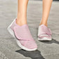 Lightweight orthopedic shoes with adjustable straps over the instep, in pink, black, gray and beige