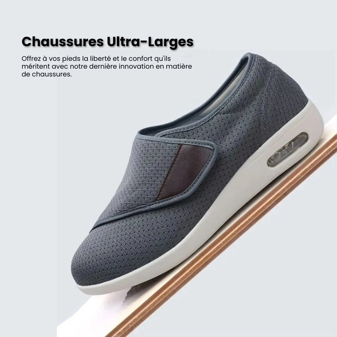 Women's orthopedic shoes closed by a hook-and-loop strap across the instep
