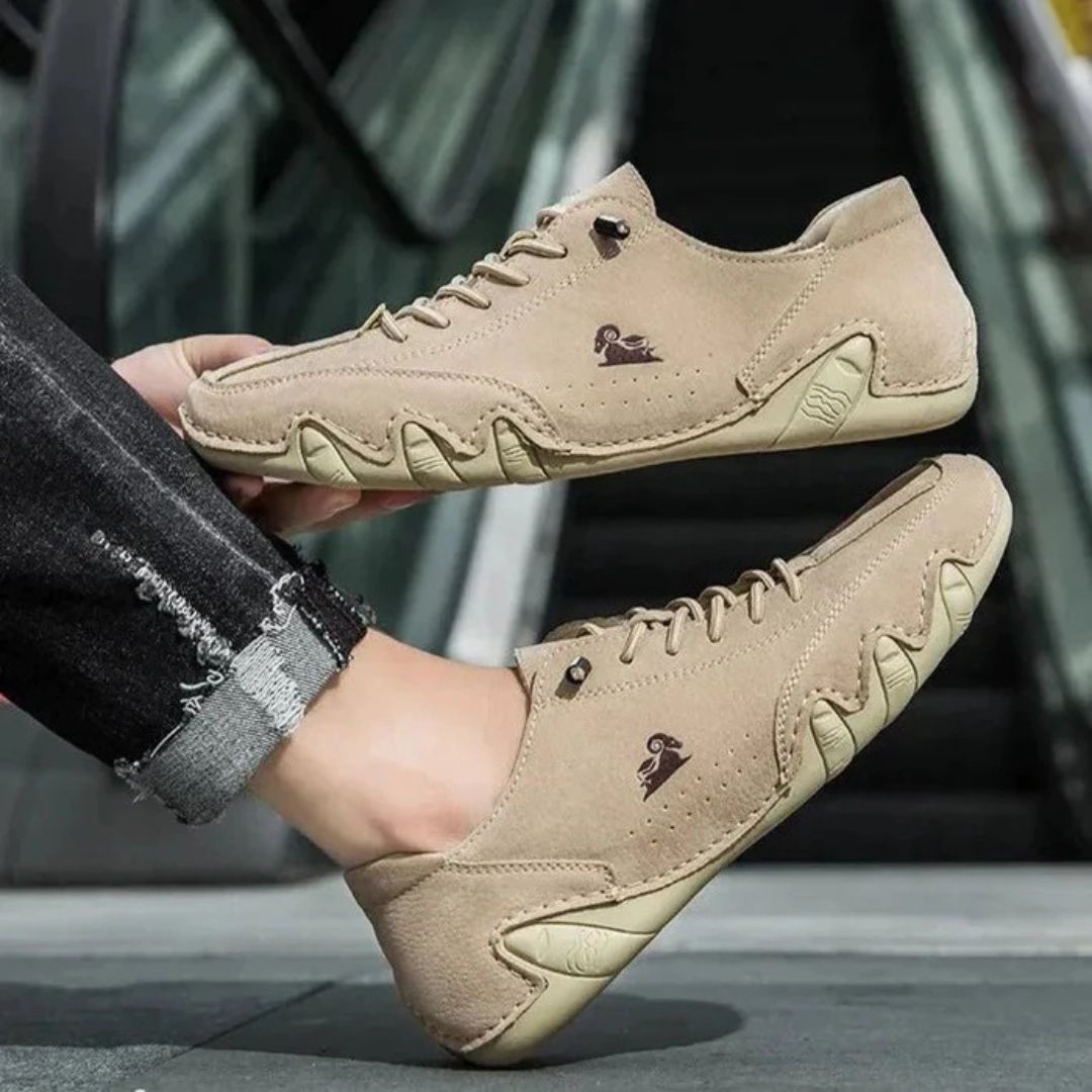 Leather shoes with a supportive orthopedic footbed, in white, black, gray, khaki, brown and green