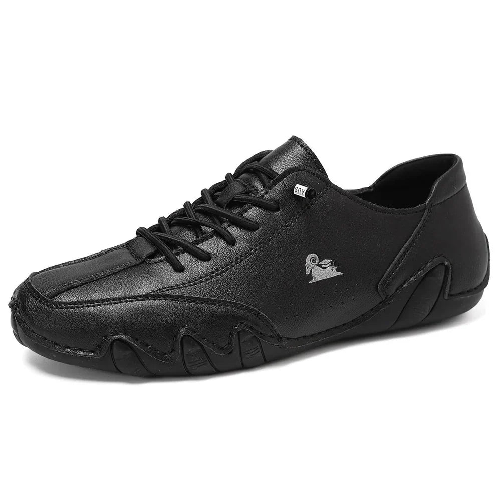 Leather shoes with a supportive orthopedic footbed, in white, black, gray, khaki, brown and green