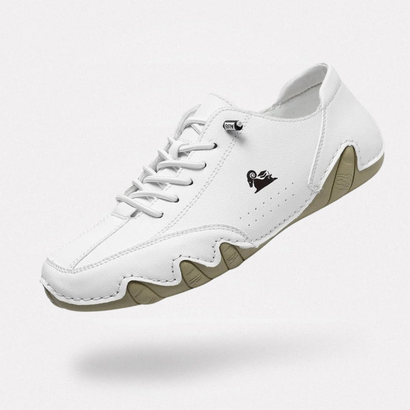 Leather shoes with a supportive orthopedic footbed, in white, black, gray, khaki, brown and green