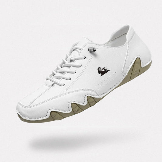 Leather shoes with a supportive orthopedic footbed, in white, black, gray, khaki, brown and green