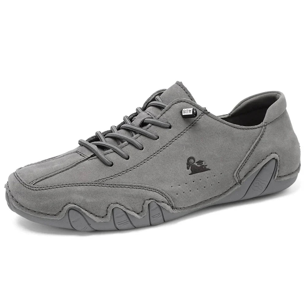 Leather shoes with a supportive orthopedic footbed, in white, black, gray, khaki, brown and green