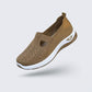 Lightweight breathable summer shoes for women with a cushioned arch-support sole, in cream and green